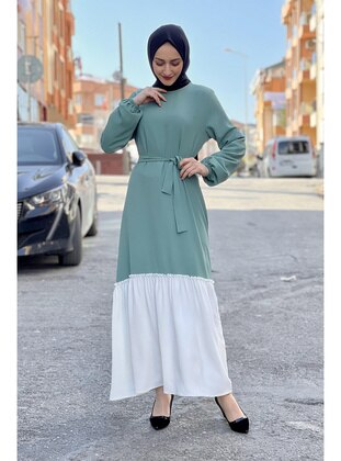 Green Almond - Modest Dress - MODAPİNHAN