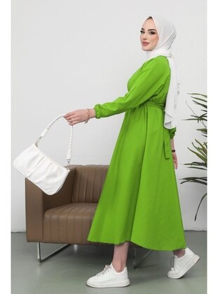 Olive Green - Modest Dress - Bestenur
