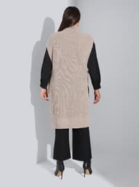 Plus Size Sleeveless Sweater Sweater Tunic Beige