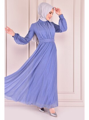 Blue - Modest Evening Dress - Moda Merve