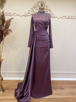 Angel Hijab Evening Dresses Purple