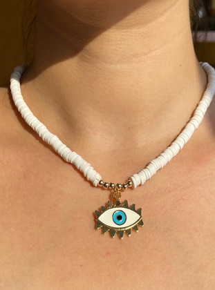 White - Necklace - İsabella Accessories