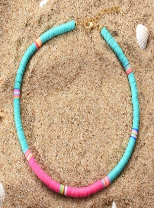 Blue - Pink - Necklace - İsabella Accessories