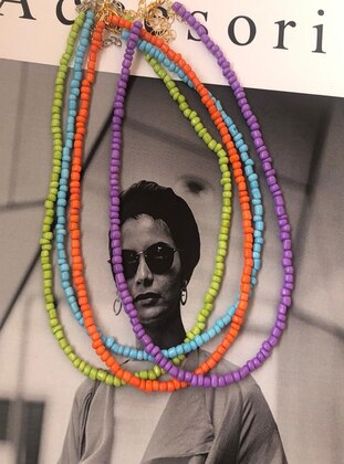 Lilac - Turquoise - Orange - Green - Necklace - İsabella Accessories