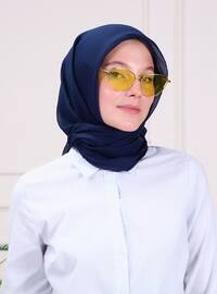 Natural Cotton Scarf Navy Blue