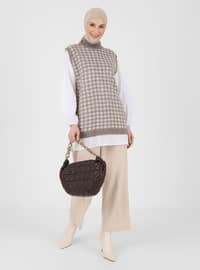  - Mink - Plaid - Houndstooth - Polo neck - Crew neck - Unlined - Knit Tunics