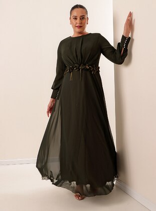 Fully Lined -  - Crew neck - Evening Dresses - By Saygı