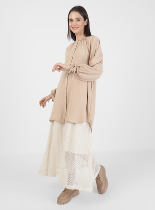 Beige Tunic With Armhole Tie Detail
