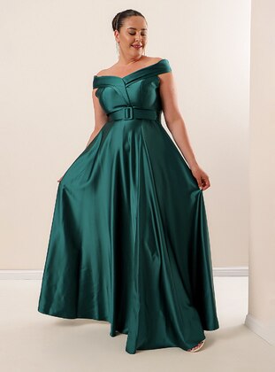 Emerald - Double-Breasted - Modest Plus Size Evening Dress - By Saygı