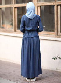 Dark Blue - Crew neck - Modest Dress