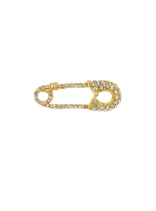 Hijab Pin with Crystal Stone - Gold - Fsg Takı