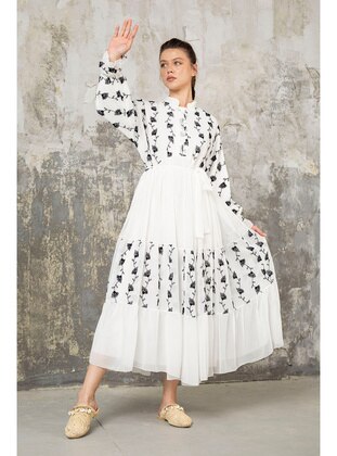 White - Modest Dress - Melike Tatar
