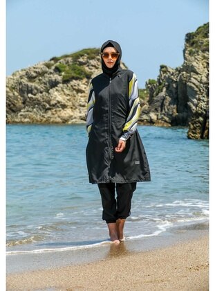 Black - Full Coverage Swimsuit Burkini - Elif Okur