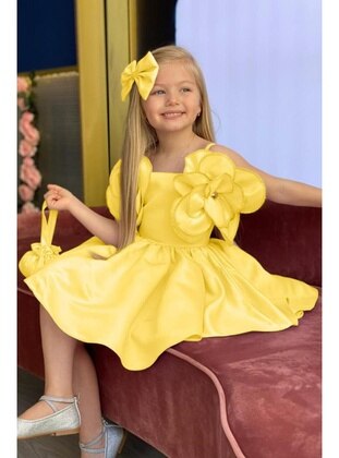 Cotton - Yellow - Girls' Evening Dress - Riccotarz