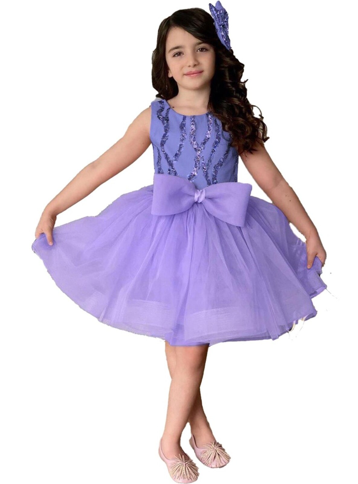 Cotton - Purple - Girls' Evening Dress