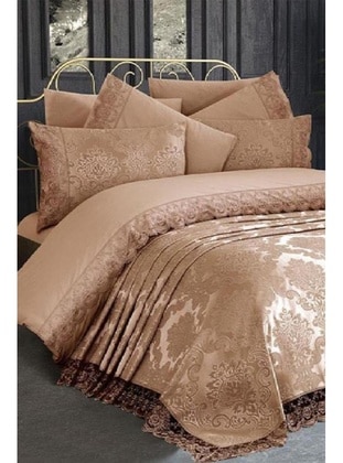 French Lace Kure Single Bedspread 2 Piece Cappucino