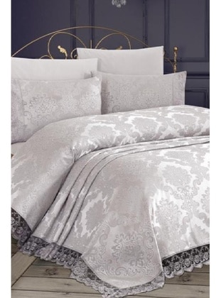 French Lace 2-Piece Gray Single Bed Cover