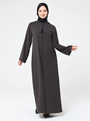 Double Sided Water Lily Abaya Black Anthracite