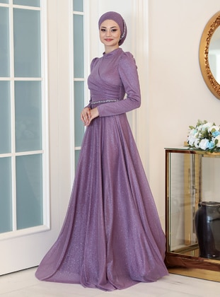 Sparkle Hijab Evening Dress Lavender
