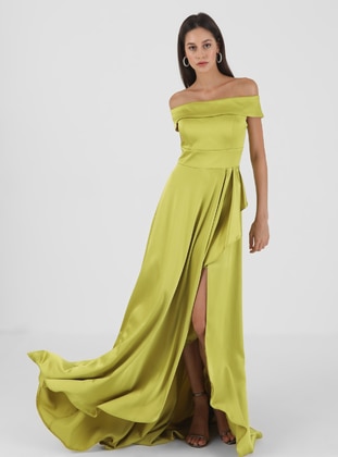 Half Lined - Green - Evening Dresses - Drape