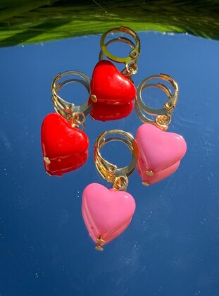 Red - Pink - Earring - İsabella Accessories