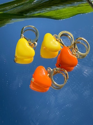 Yellow - Orange - Earring - İsabella Accessories