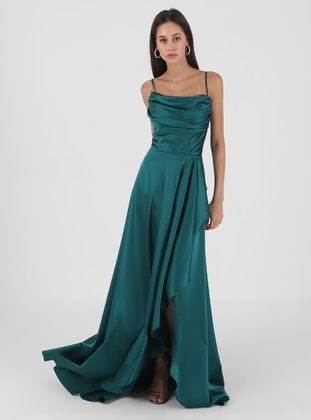 Unlined - Emerald - Evening Dresses - Drape