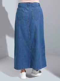 Plus Size Denim Skirt Navy Blue
