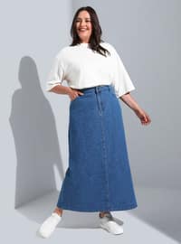 Plus Size Denim Skirt Navy Blue