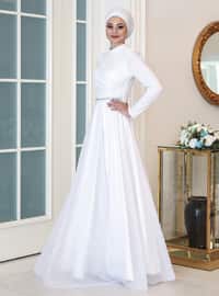 Sparkle Hijab Evening Dress White