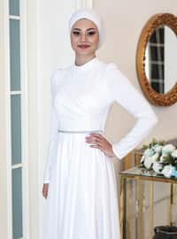 Sparkle Hijab Evening Dress White