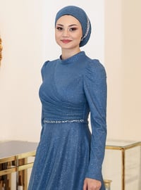Işıl Hijab Evening Dress Indigo