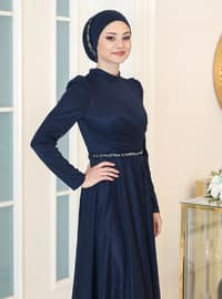 Sparkle Hijab Evening Dress Navy Blue