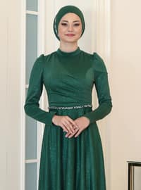 Sparkle Hijab Evening Dress Emerald