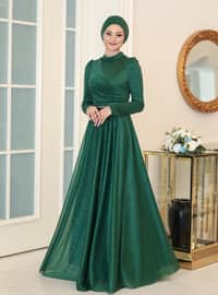 Sparkle Hijab Evening Dress Emerald