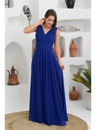 Fully Lined - 1000gr - Saxe - Double-Breasted - Evening Dresses - Carmen