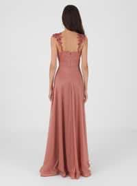 Fully Lined - Onion Skin - V neck Collar - Evening Dresses