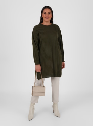 Plus Size Sweater Tunic Khaki