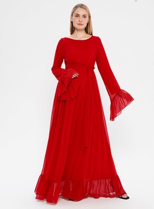 Red - Crew neck - Fully Lined - Red - Crew neck - Fully Lined - Red - Crew neck - Fully Lined - Red - Crew neck - Fully Lined - Red - Crew neck - Fully Lined - Red - Crew neck - Fully Lined - Maternity Evening Dress - Moda Labio
