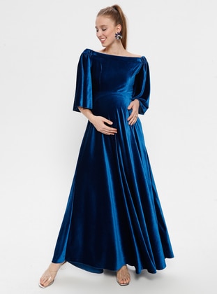  - Navy Blue - Maternity Evening Dress - Moda Labio