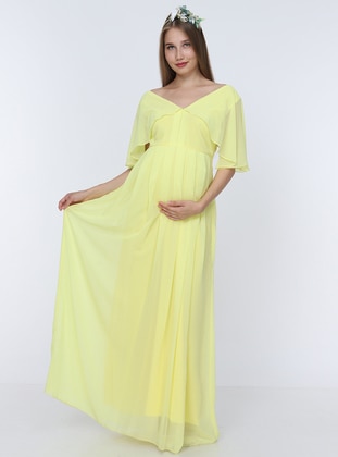  - Chiffon - V neck Collar -  - Maternity Evening Dress - Moda Labio