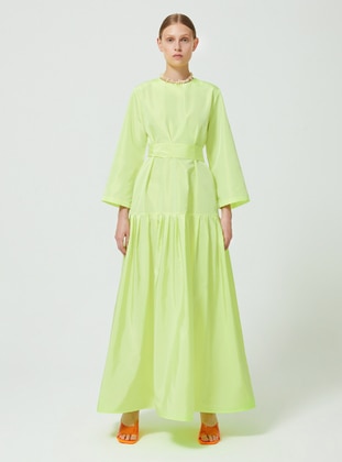 Yellow - Crew neck - Fully Lined - Modest Dress - Nuum Design