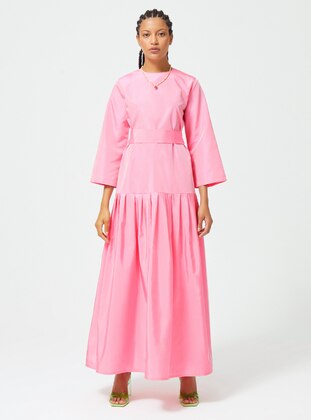 Neon Pink - Crew neck - Fully Lined - Modest Dress - Nuum Design