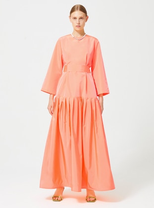 Neon Orange - Crew neck - Fully Lined - Modest Dress - Nuum Design