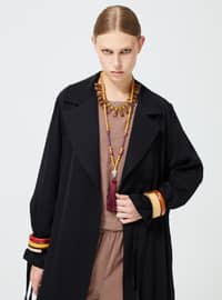 Jacket Collar Detailed Abaya With Pockets Black