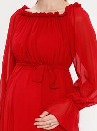  - Crew neck - Red - Maternity Evening Dress