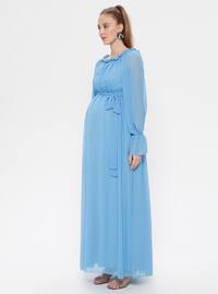 Cotton - - Crew neck - Baby Blue - Maternity Evening Dress
