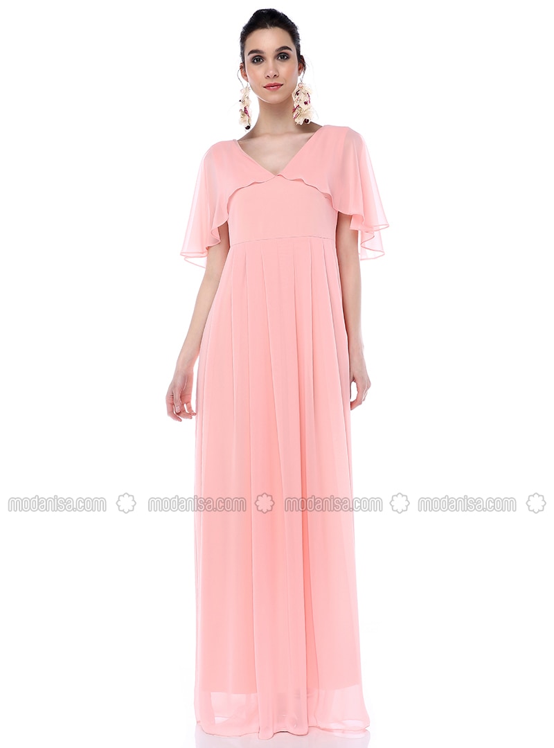 Chiffon - Double-Breasted - V neck Collar - Maternity Evening Dress