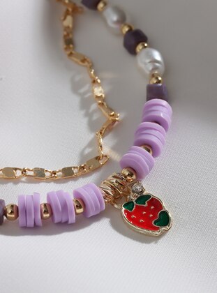 Gold - Purple - Bracelet - Batı Accessories