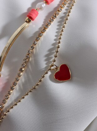 Gold - Pink - Bracelet - Batı Accessories